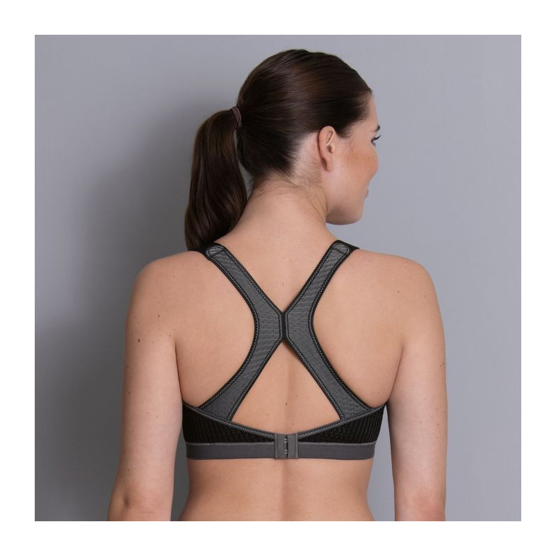 Soutien-gorge de sport dos nageur, Maintien extrême Dynamix star noir