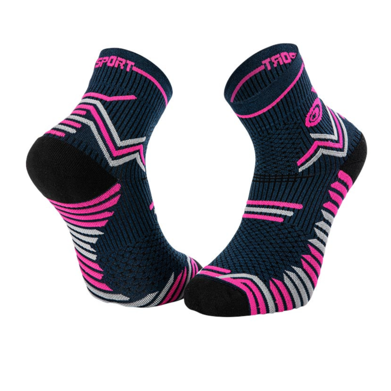 Chaussettes trail ultra bleu/rose