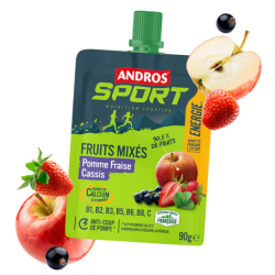 Andros sport Gourdes de fruits mixés vitaminés 90g pomme fraise cassis