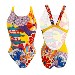 Maillot de bain natation à brettelle large Femme Japanese Temple