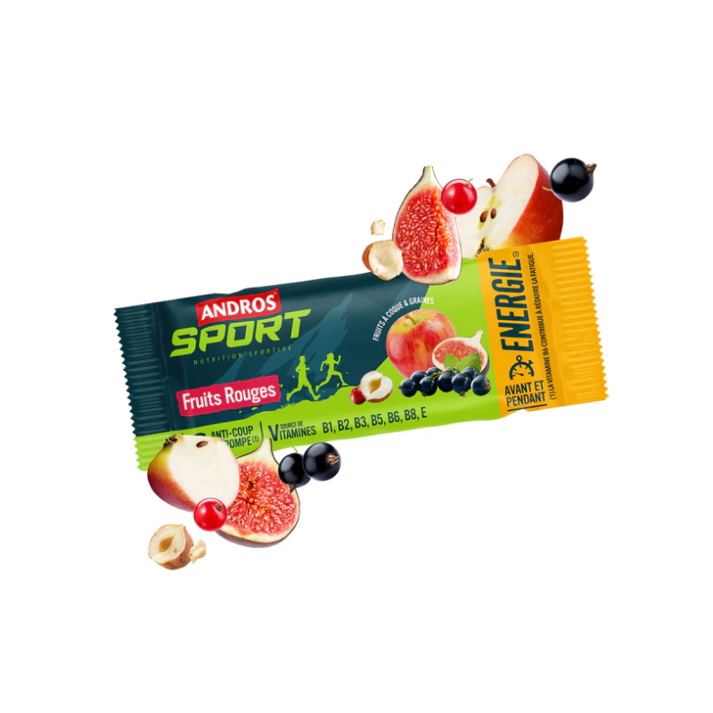 Andros sport Barres fruits à coques et grainés fruits rouges 40g