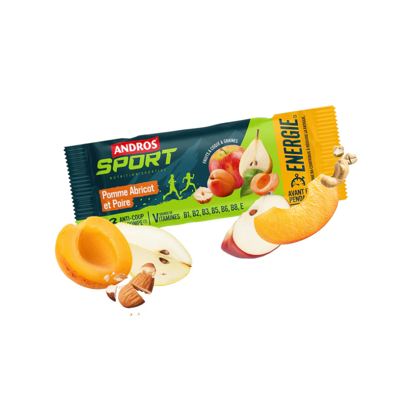 Andros sport Barres fruits à coques et grainés pomme abricot poire 40g