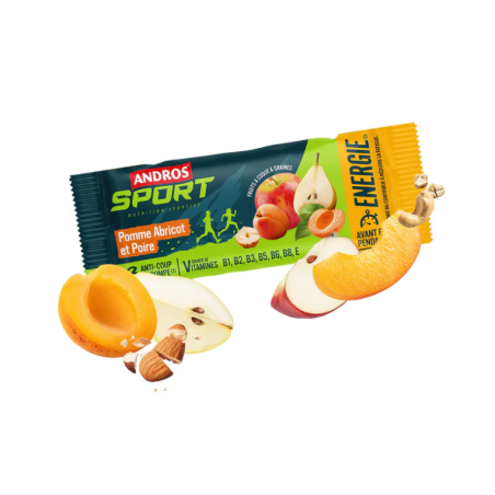 Andros sport Barres fruits à coques et grainés pomme abricot poire 40g