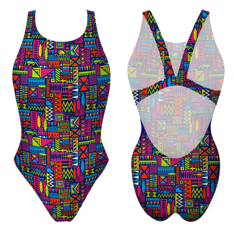 Maillot de bain bretelles larges Ancho Geo Africa