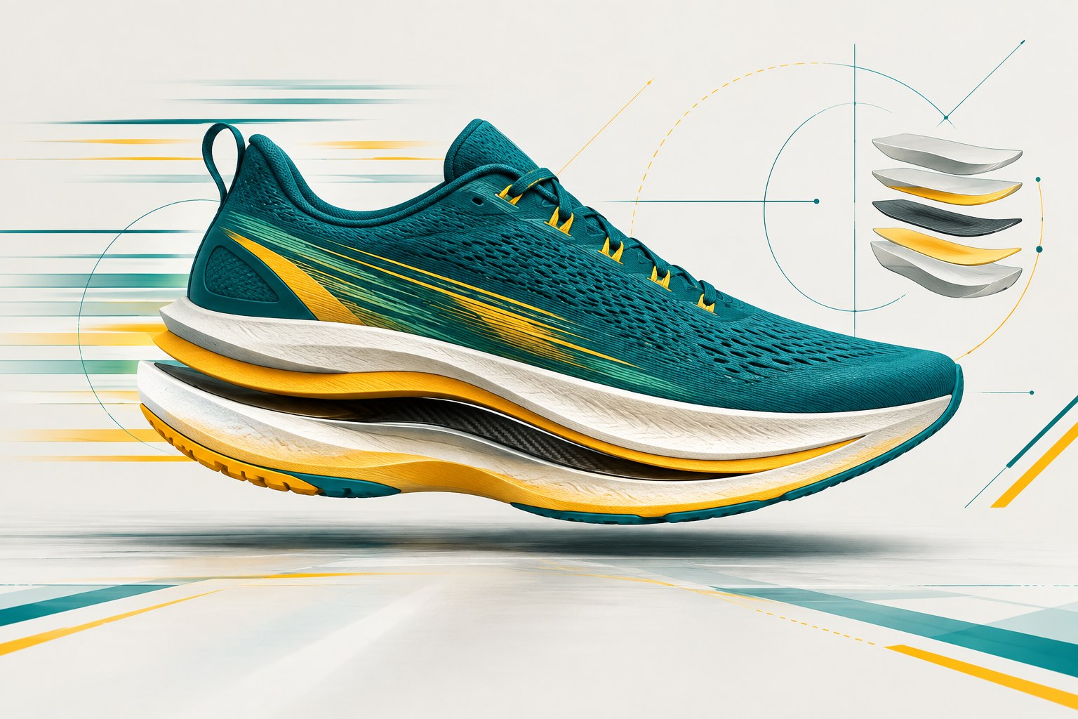 Redaktionelle Laufschuh-Illustration zur Brooks Hyperion Max 4 Analyse