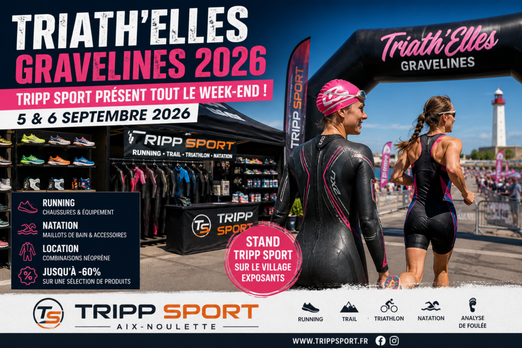 Triath’Elles Gravelines 2026 - stand Tripp Sport running, natation et location de combinaisons néoprène